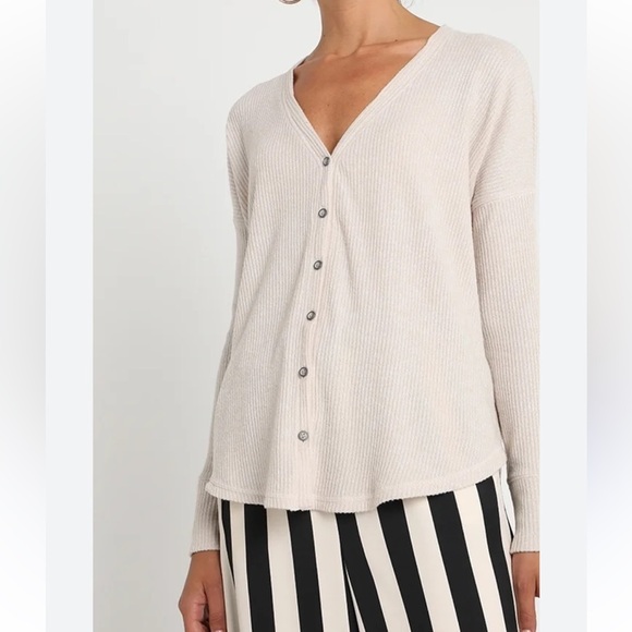 Abercrombie & Fitch Off White Ivory Lightweight Cardigan Button Up Size Large - Picture 1 of 8